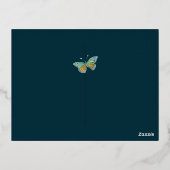 Blauwgroen en Rode Jeweltone Floral Folie Enclosur Folie Feestdagen Briefkaart (Achterkant)