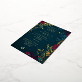 Blauwgroen en Rode Jeweltone Floral Folie Enclosur Folie Feestdagen Briefkaart (Gedraaid)