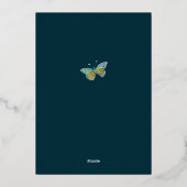 Blauwgroen en rode juwelton Floral Folie Folie Uitnodiging (Achterkant)