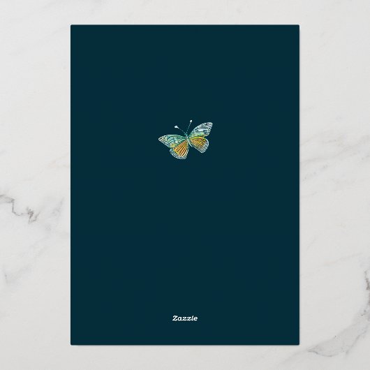 Blauwgroen en rode juwelton Floral Folie Folie Uitnodiging (Achterkant)