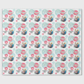 Blauwgroen en rode kerstfoto Bauble Cadeaupapier (Vlak)