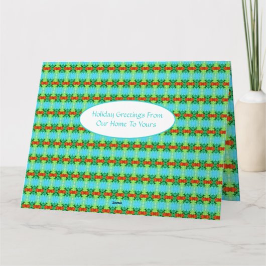 Blauwgroen en rode kerstmis bedankkaart (Achterkant)