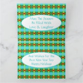 Blauwgroen en rode kerstmis bedankkaart (Binnen)