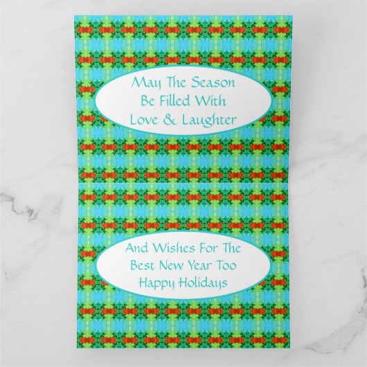 Blauwgroen en rode kerstmis bedankkaart (Binnen)