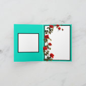 Blauwgroen en rode rozen Sugar Skulls Bedankkaart (Binnen)