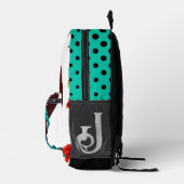 Blauwgroen en rode rozen Sugar Skulls Bedrukte Rugzak (Rechts)