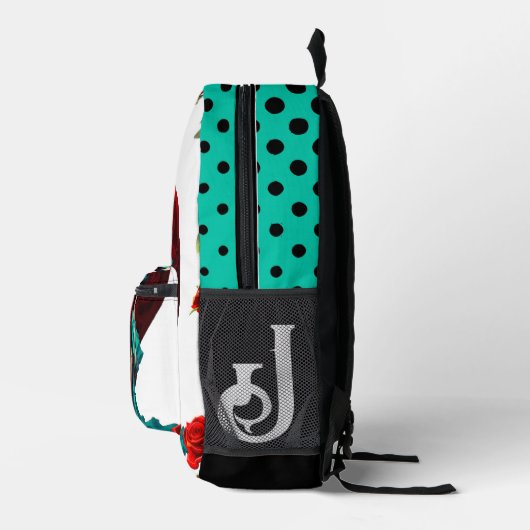 Blauwgroen en rode rozen Sugar Skulls Bedrukte Rugzak (Rechts)