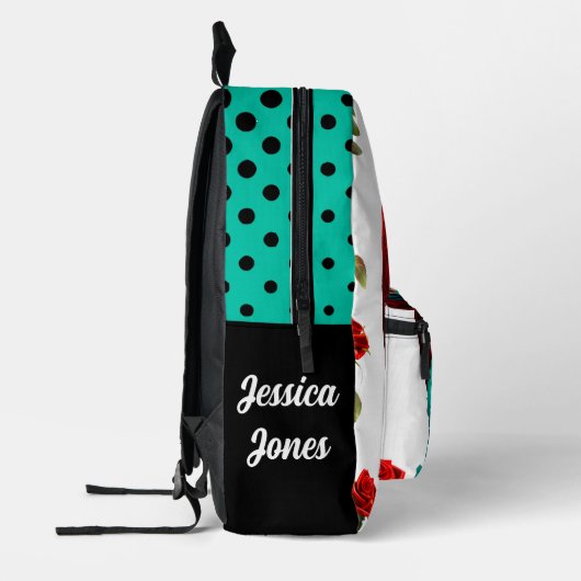 Blauwgroen en rode rozen Sugar Skulls Bedrukte Rugzak (Links)