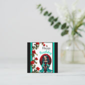 Blauwgroen en rode rozen Sugar Skulls Informatiekaartje (Staand voorkant)