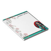 Blauwgroen en rode rozen Sugar Skulls Notitieblok (Schuin)