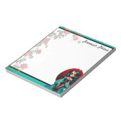 Blauwgroen en rode rozen Sugar Skulls Notitieblok (Linkerzijde)