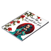 Blauwgroen en rode rozen Sugar Skulls Notitieboek (Linkerzijde)