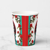 Blauwgroen en rode rozen Sugar Skulls Papieren Bekers (Rechts)