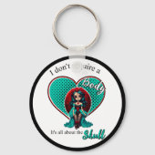Blauwgroen en rode rozen Sugar Skulls Sleutelhanger (Achterkant)