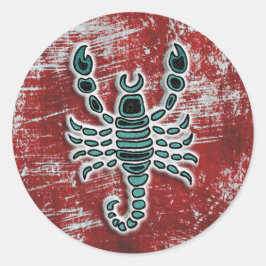 Blauwgroen en rode Scorpion Ronde Sticker