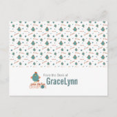 Blauwgroen- en roestgaren Briefkaart van kippen (Voorkant)