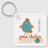 Blauwgroen- en roestgaren kippen, Sleutelhanger (Voorkant)