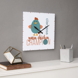 Blauwgroen- en roestgaren vierkante klok