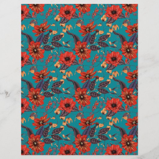 Blauwgroen en rood bloemenpatroon Business Grand O Flyer (Achterkant)