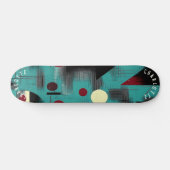 Blauwgroen en rood minimalistisch geometrisch skat persoonlijk skateboard (Horizontaal)
