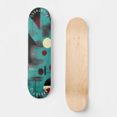 Blauwgroen en rood minimalistisch geometrisch skat persoonlijk skateboard (Voorkant)