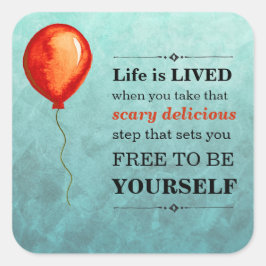 Blauwgroen en Rood-Oranje Waterverf Het leven is G Vierkante Sticker