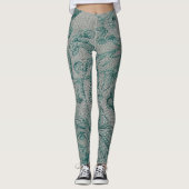 Blauwgroen en roomkleurige Leggings (Voorkant)