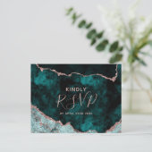 Blauwgroen en Roos Gold Agate Wedding Meal Choice  Uitnodiging Briefkaart (Staand voorkant)