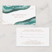 Blauwgroen en Roos Gold Geode | Cadeaubon Kortingskaartje (Voorkant / Achterkant)