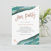 Blauwgroen en Roos Gold Geode Hen Party met Routeb Kaart (Staand voorkant)