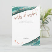 Blauwgroen en Roos Gold Geode Vrijgezellenfeest Ad Advieskaart (Staand voorkant)