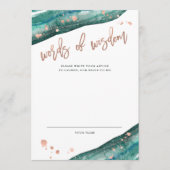 Blauwgroen en Roos Gold Geode Vrijgezellenfeest Ad Advieskaart (Voorkant)