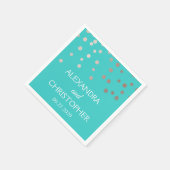 Blauwgroen en Roos Gouden Folie Confetti Bruiloft Servet (Hoek)