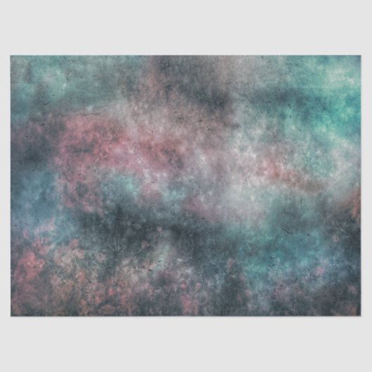 blauwgroen en roos wolken tissuepapier (Voorkant)