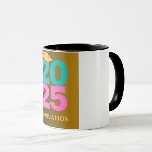 Blauwgroen en roze Afstuderen 2025 Mok (Voorkant rechts)