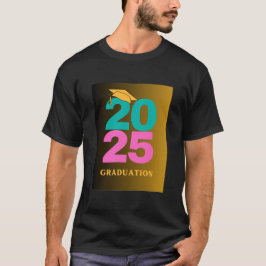 Blauwgroen en Roze Afstuderen Jaar 2025 Mannen T-shirt