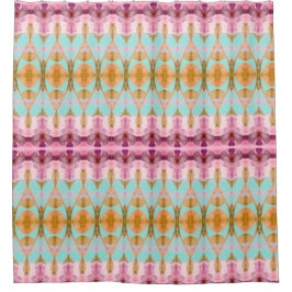 Blauwgroen en roze aquarel douchegordijn