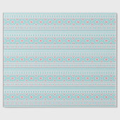 Blauwgroen en roze Aztec - tribaal patroon Cadeaupapier (Vlak)