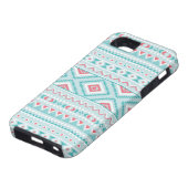 Blauwgroen en roze Aztec - tribaal patroon Case-Mate iPhone Case (Onderkant)