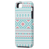 Blauwgroen en roze Aztec - tribaal patroon Case-Mate iPhone Case (Achterkant Links)
