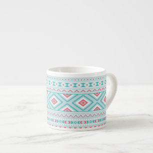 Blauwgroen en roze Aztec - tribaal patroon Espresso Kop
