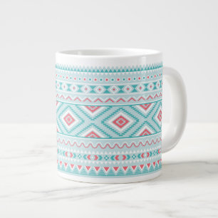 Blauwgroen en roze Aztec - tribaal patroon Grote Koffiekop