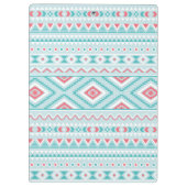 Blauwgroen en roze Aztec - tribaal patroon Klembord (Achterkant)