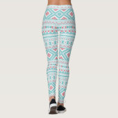 Blauwgroen en roze Aztec - tribaal patroon Leggings (Achterkant)