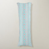 Blauwgroen en roze Aztec - tribaal patroon Lichaamskussen (Voorkant Verticaal)