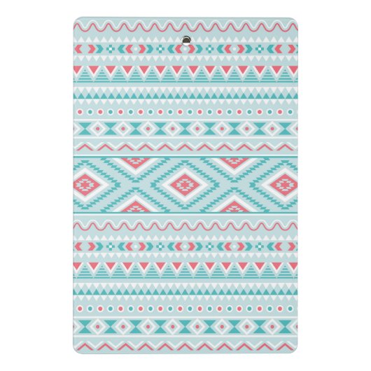 Blauwgroen en roze Aztec - tribaal patroon Mini Klembord (Achterkant)