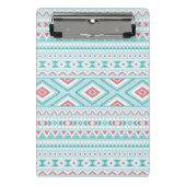 Blauwgroen en roze Aztec - tribaal patroon Mini Klembord (Voorkant)