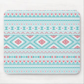 Blauwgroen en roze Aztec - tribaal patroon Muismat (Voorkant)