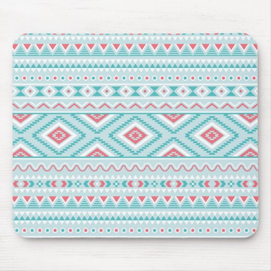 Blauwgroen en roze Aztec - tribaal patroon Muismat (Voorkant)