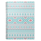 Blauwgroen en roze Aztec - tribaal patroon Notitieboek (Voorkant)